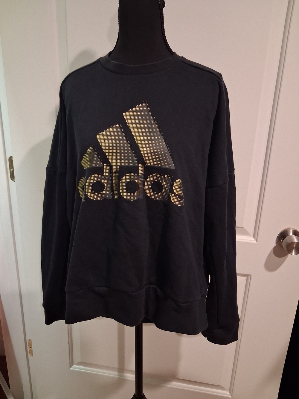 Adidas Men’s Black Crewneck Sweatshirt with Gold Logo